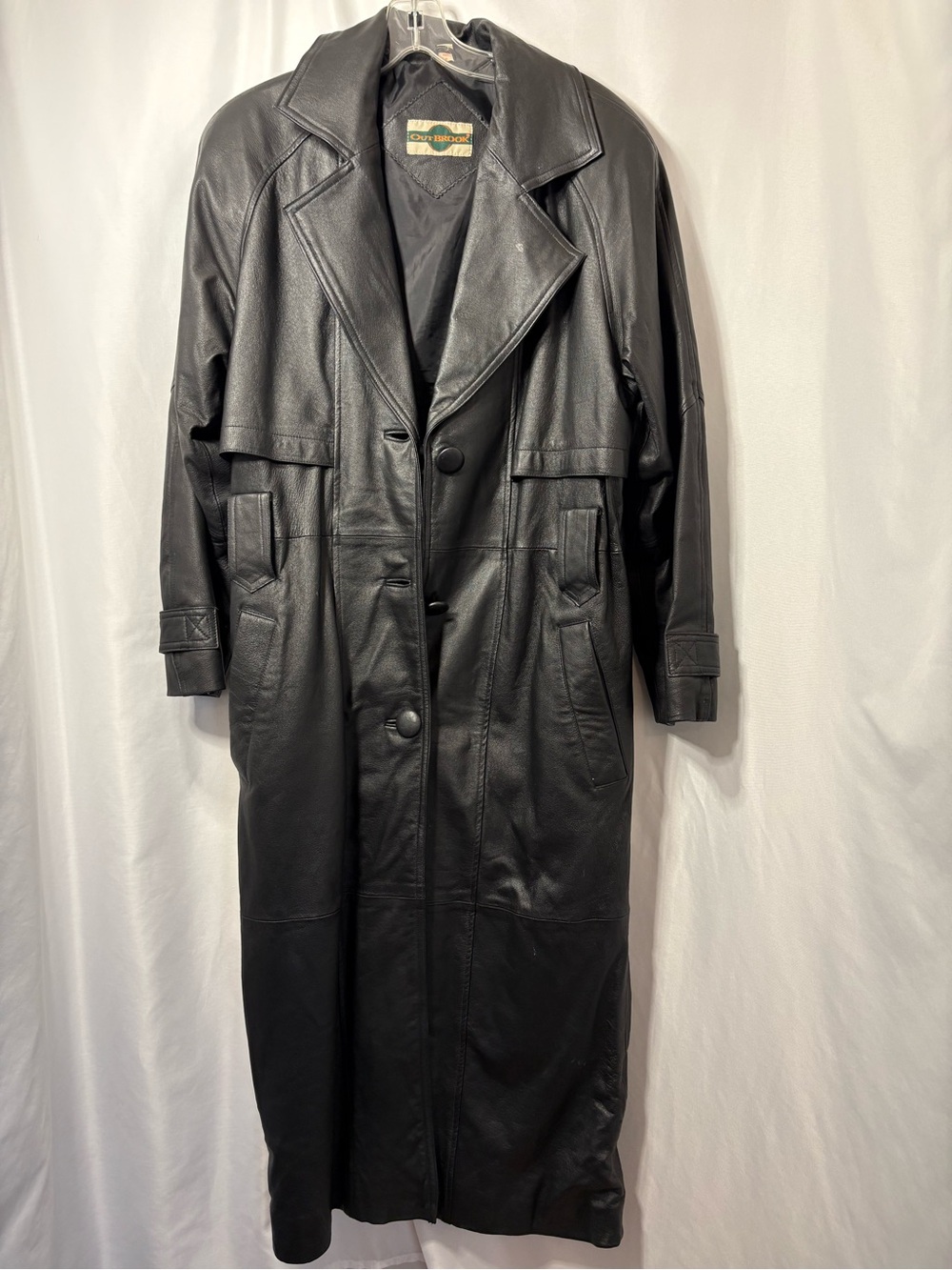 Outbrook Black Leather Trench Coat - Classic Long Women’s Coat Size Small